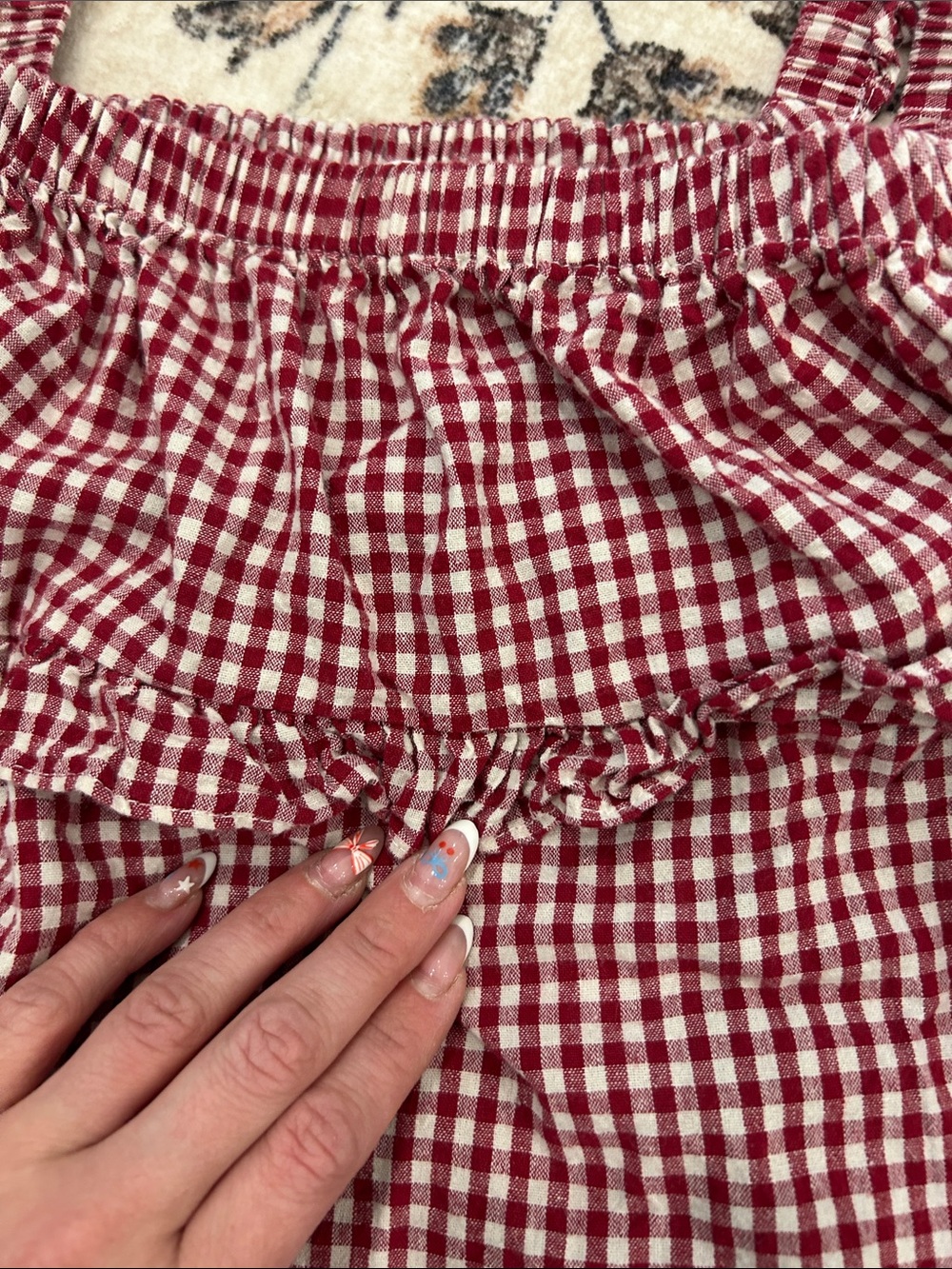 Red Gingham Ruffled Tank Top - Picture 3 of 4